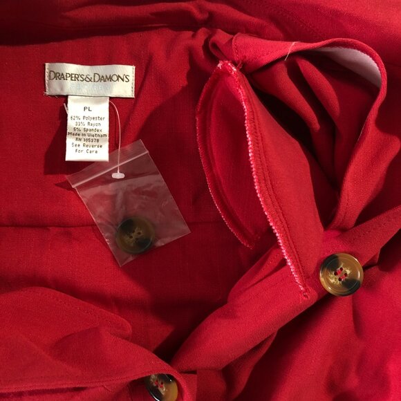 NWOT Draper's & Damon's Womens Size PL Red Button Down Blazer Jacket - Picture 7 of 8